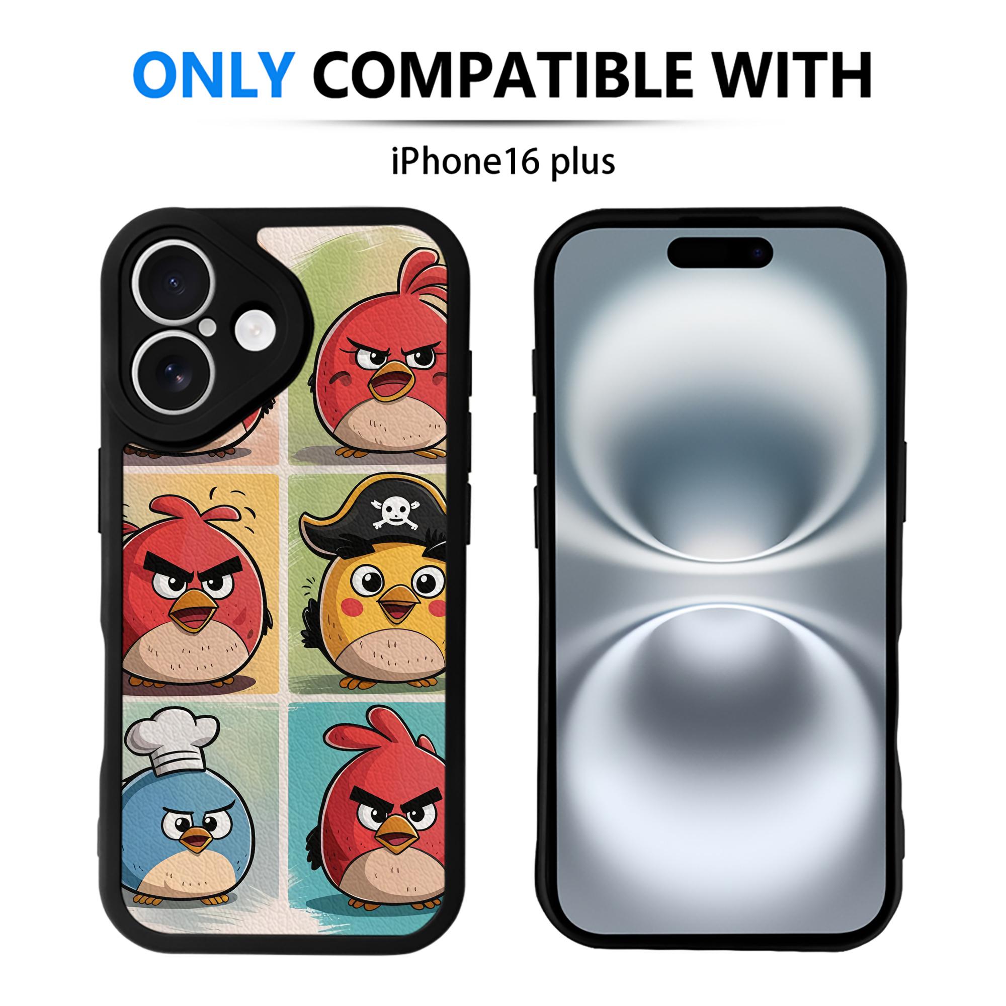 （画像用） Angry Birds アングリーバード 【iPhone 16シリーズ対応】シリコンスマホケース（レザー調） 材質：シリコン